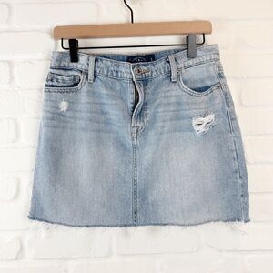Lucky Brand Denim Cutoff High Rise Mini Skirt Blue Distressed Size 8 29